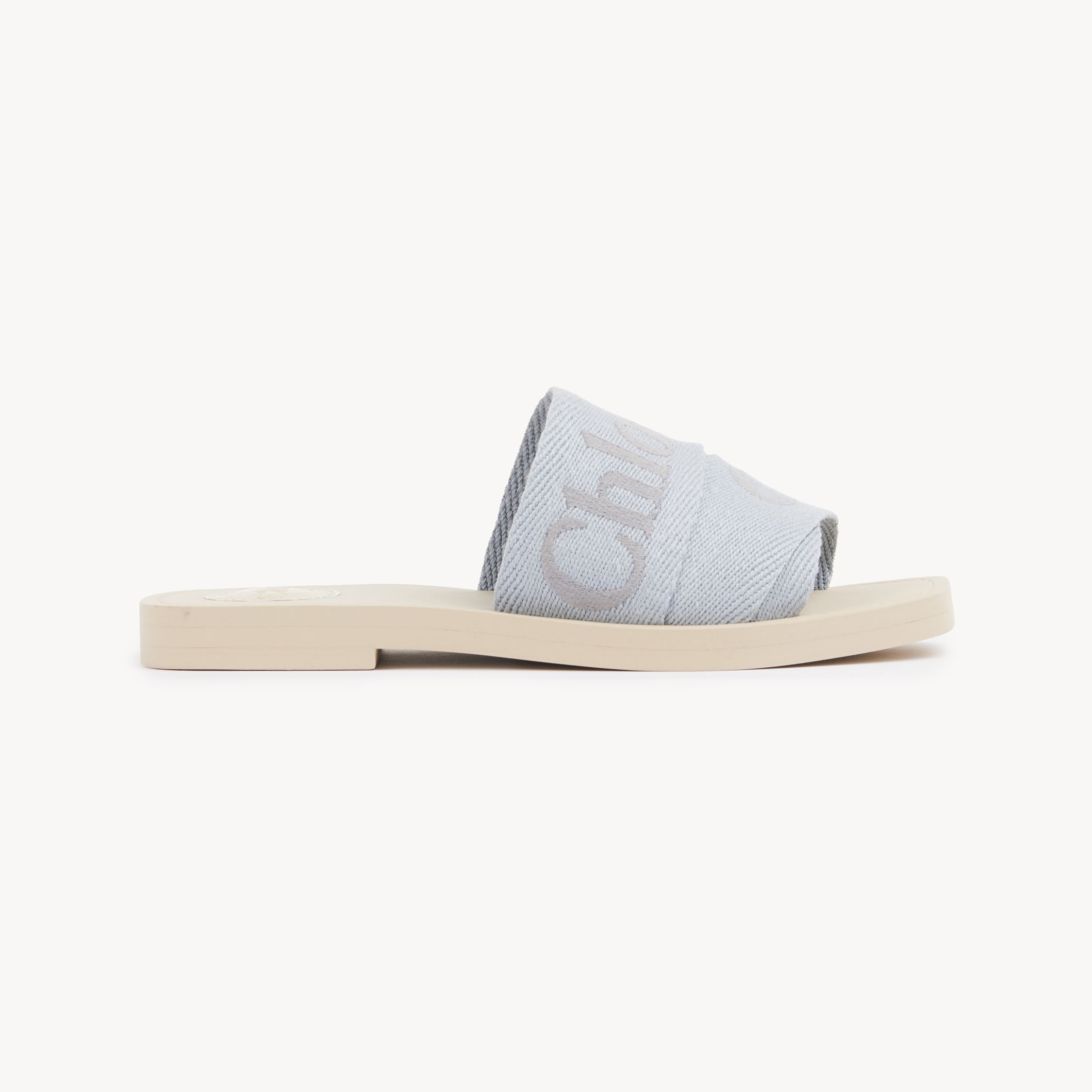 Chloé Womens Chloe Woody Logo-embroidered Linen Mules In Purple