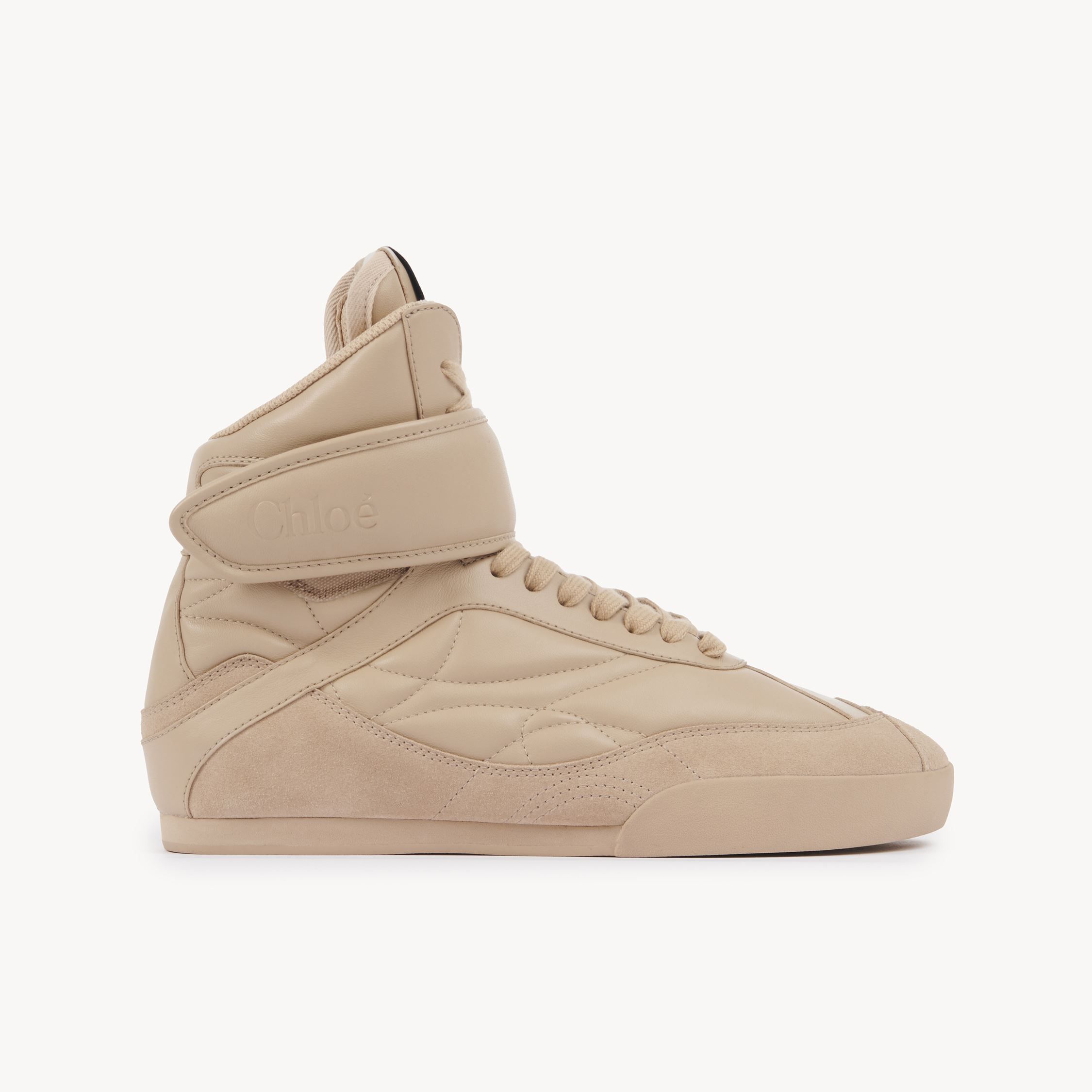 Chloé Kick Suede-trimmed Quilted Leather High-top Sneakers In Pink