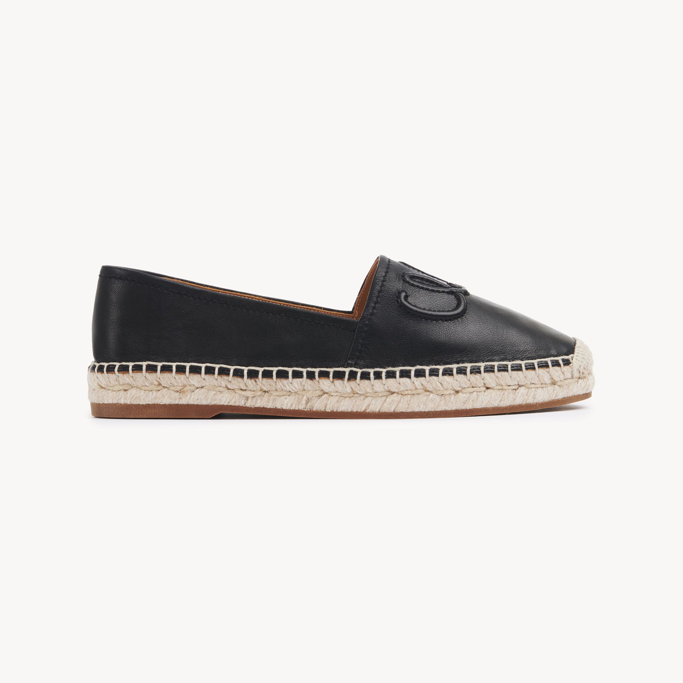 Chloé Isla Espadrilles In Black Leather In Black