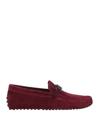 Tod's Man Loafers Burgundy Size 9 Leather In Red