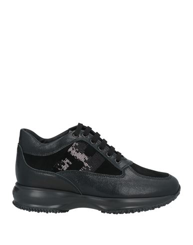 Hogan Black Suede And Patent Leather Interactive Sneakers In Black