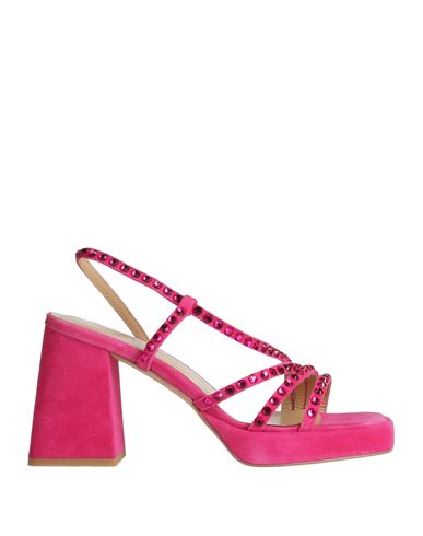 Alma En Pena . Woman Sandals Fuchsia Size 8 Leather In Pink