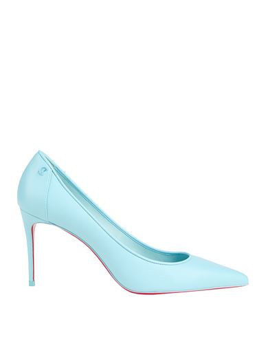 Christian Louboutin Woman Pumps Sky Blue Size 10 Leather In Blue