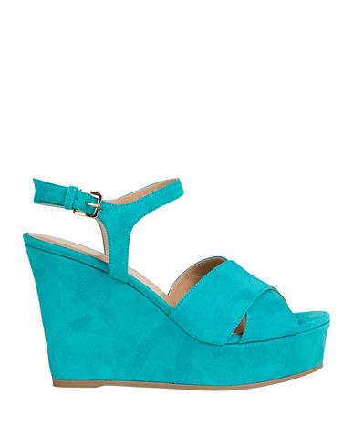 Sergio Rossi Woman Sandals Turquoise Size 8 Leather In Blue