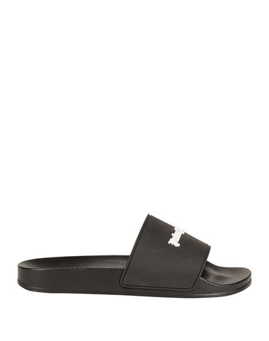 Palm Angels Logo-embossed Pool Slides In Black/white