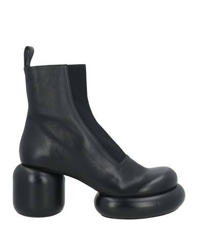 Jil Sander Woman Ankle Boots Black Size 5.5 Leather, Textile Fibers In Black