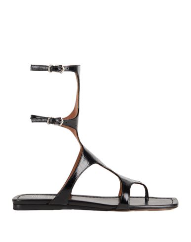 Paris Texas 5mm Uma Croc Embossed Sandals In Black
