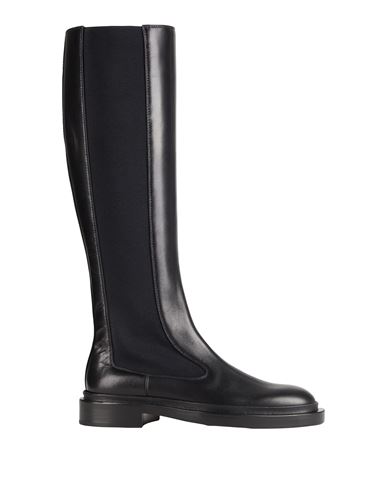 Jil Sander Chunky Heel Leather Knee-high Round Toe Boot In Black