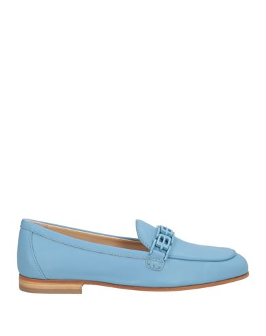 Baldinini Woman Loafers Light Blue Size 7.5 Calfskin In Blue