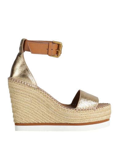 See By Chloé Woman Espadrilles Gold Size 8 Leather In Gold
