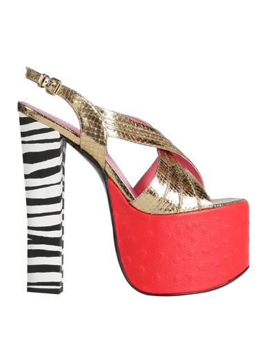 Dsquared2 Animalier Printed Leather Evening Sandals Heel 17 Cm In Gold