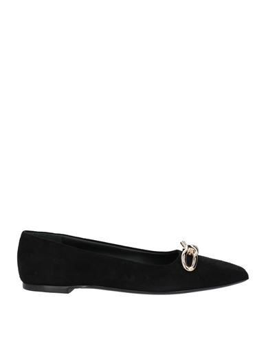 Ferragamo Woman Ballet Flats Black Size 10.5 Leather In Black