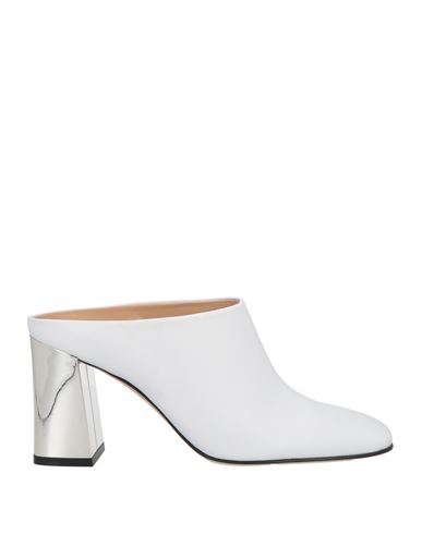 Sergio Rossi Woman Mules & Clogs White Size 7.5 Leather In White