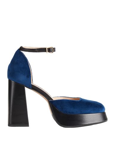Chiarini Bologna Woman Pumps Navy Size 6 Textile Fibers, Leather In Navy