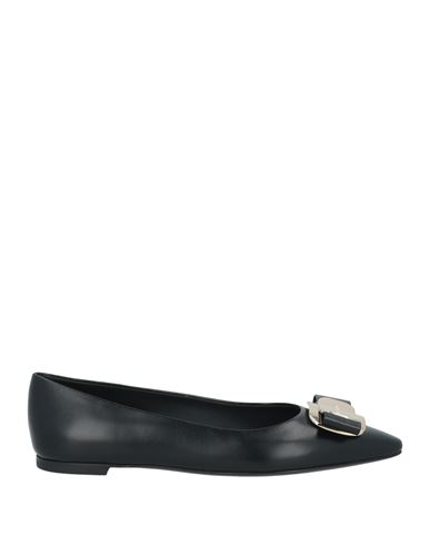 Ferragamo Woman Ballet Flats Black Size 7 Lambskin In Black