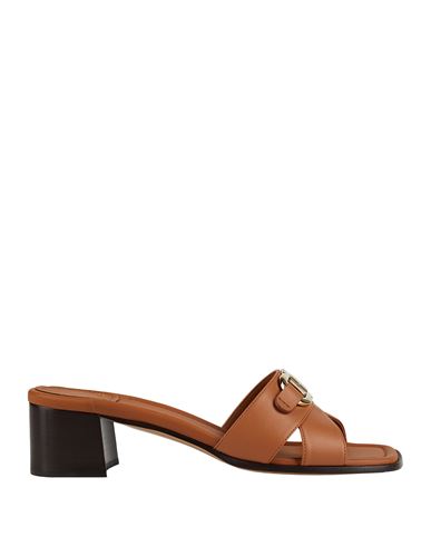 Ferragamo 40mm Gancini-buckle Leather Slides In Brown