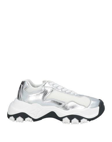 Shop Patrizia Pepe Woman Sneakers Silver Size 7 Textile Fibers, Leather