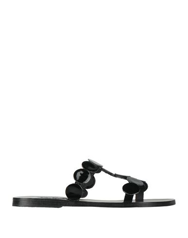 Ancient Greek Sandals Woman Sandals Black Size 8 Leather In Black