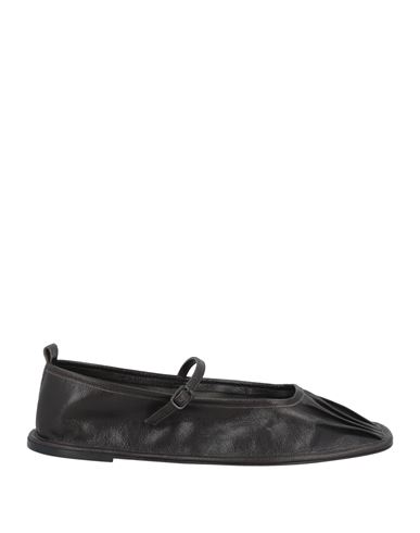 Shop Hereu Woman Ballet Flats Dark Brown Size 6 Leather