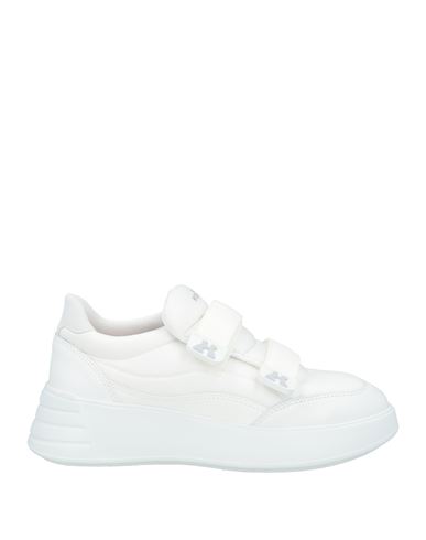 Hogan White Velcro Strap Platform Sneakers In White
