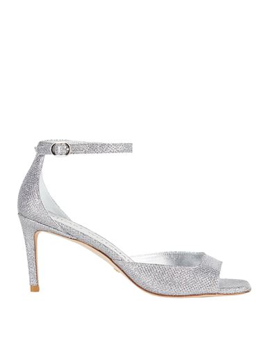 Stuart Weitzman Woman Sandals Silver Size 7.5 Textile Fibers In Silver