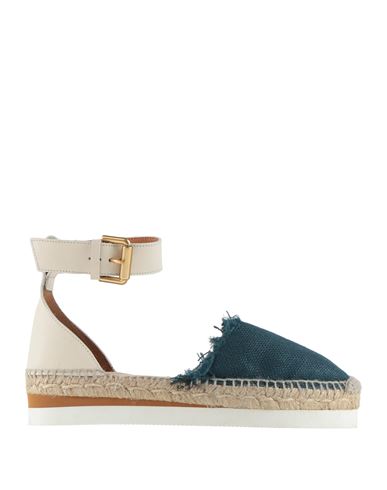 See By Chloé Woman Espadrilles Deep Teal Size 7 Textile Fibers, Calfskin In Green