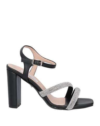 Victoria Chris Napoli Woman Sandals Black Size 8 Textile Fibers In Black