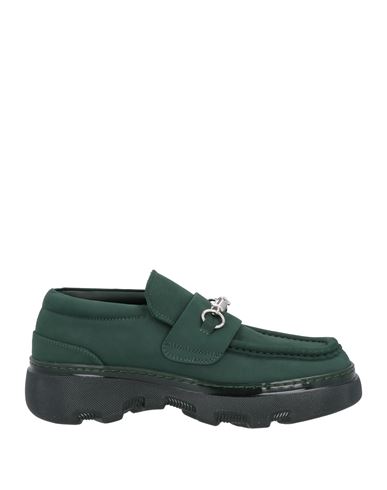 Burberry Man Loafers Dark Green Size 8 Leather In Green
