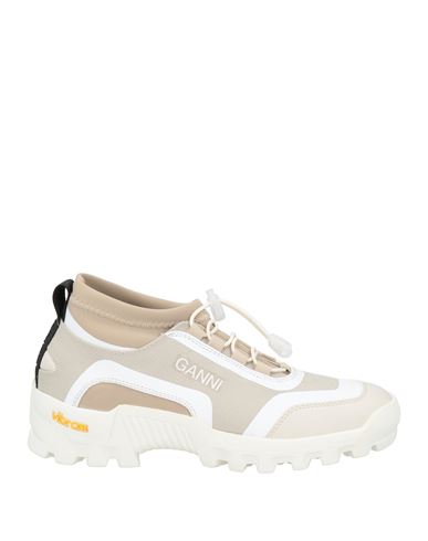 Ganni Embossed-logo Panelled-design Sneakers In Beige