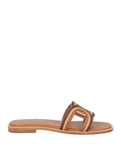 Tod's Colorblock Leather Chain Flat Sandals In Brown
