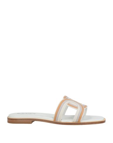 Tod's Woman Sandals White Size 8 Calfskin In Gold