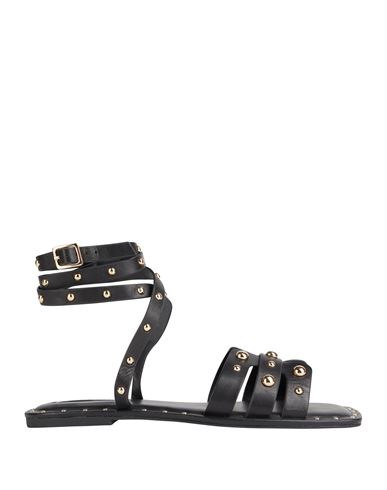 Steve Madden Open-toed Ankle Belt Flat-soled Sandals In Black