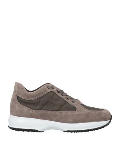 Hogan Man Sneakers Taupe Size 8 Leather, Textile Fibers In Grey