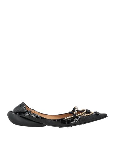 13 09 Sr Woman Ballet Flats Black Size 8 Leather In Black