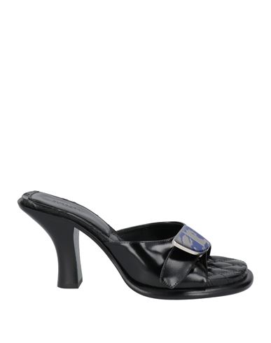 Burberry Bay Equestrian Knight Motif Mules In Black