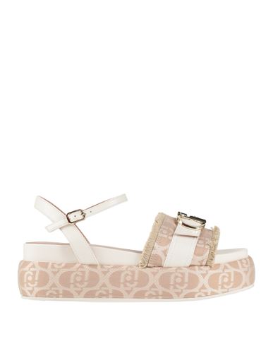 LIU •JO LIU •JO WOMAN SANDALS BEIGE SIZE 10 SYNTHETIC FIBERS, TEXTILE FIBERS 