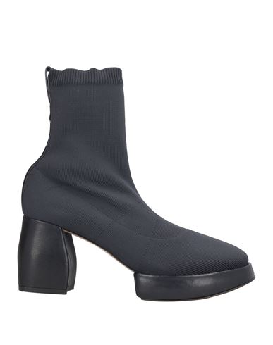 Malloni Woman Ankle Boots Charcoal Size 6 Textile Fibers, Leather In Blue