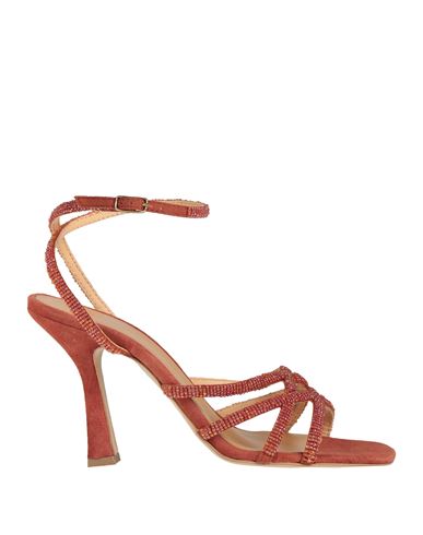 Maliparmi Malìparmi Woman Sandals Brown Size 10 Leather, Textile Fibers In Red
