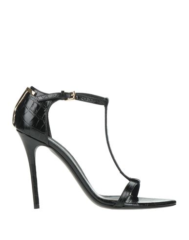 Tom Ford 105 Sandals In Croc-embossed Leather In Black