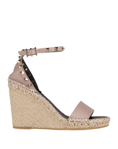 Valentino Garavani Woman Espadrilles Antique Rose Size 12 Leather In Pink