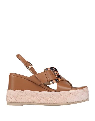 Emanuélle Vee Woman Espadrilles Brown Size 10 Leather In Brown