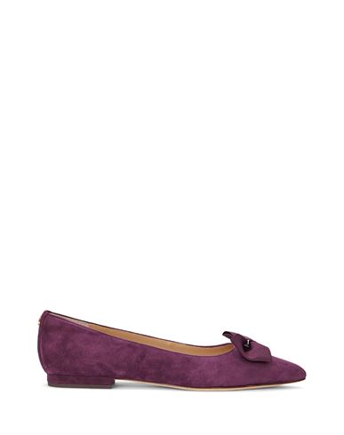 Ralph Lauren Lauren  Londyn Bow-trim Suede Ballet Flat Woman Ballet Flats Plum Size 8 Sheepskin, Text In Purple