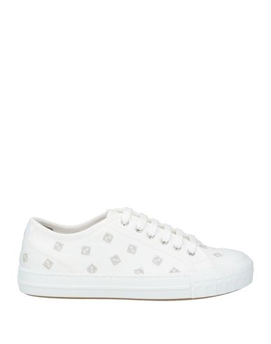 Fendi Canvas Sneakers With Embroidered Monogram Motif In White