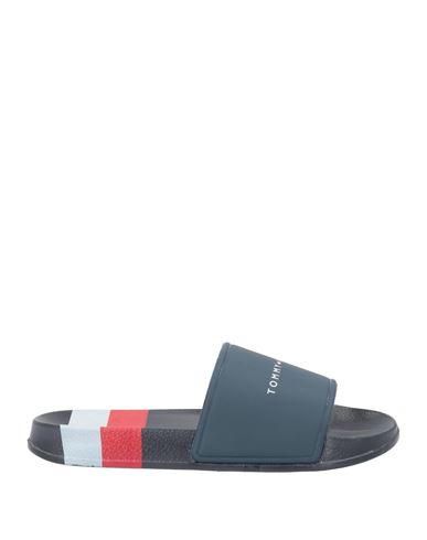 Tommy Hilfiger Man Sandals Navy Size 4.5y Rubber In Navy