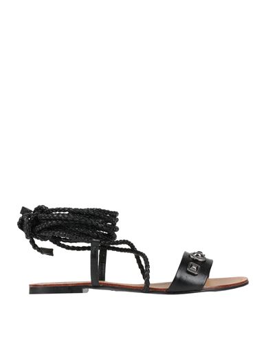 Lança Perfume Woman Sandals Black Size 8 Leather, Textile Fibers In Black