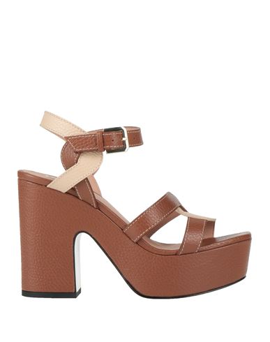 Pollini Woman Sandals Brown Size 8 Leather In Brown