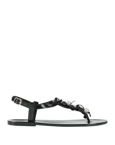 Keys Woman Thong Sandal Black Size 7 Rubber In Black