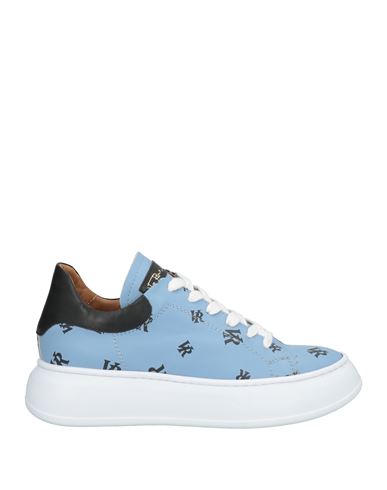 Via Roma 15 Woman Sneakers Sky Blue Size 7 Leather In Blue