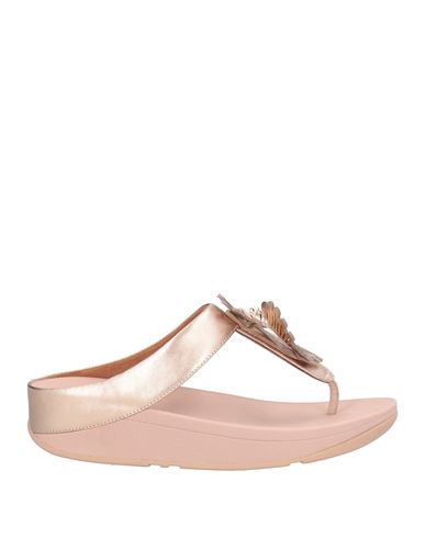 Fitflop Woman Thong Sandal Rose Gold Size 5 Leather In Multi