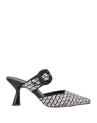 J.a.p. Jose Antonio Pereira J. A.p. Jose Antonio Pereira Woman Mules & Clogs Black Size 11 Natural Raffia, Leather In Black